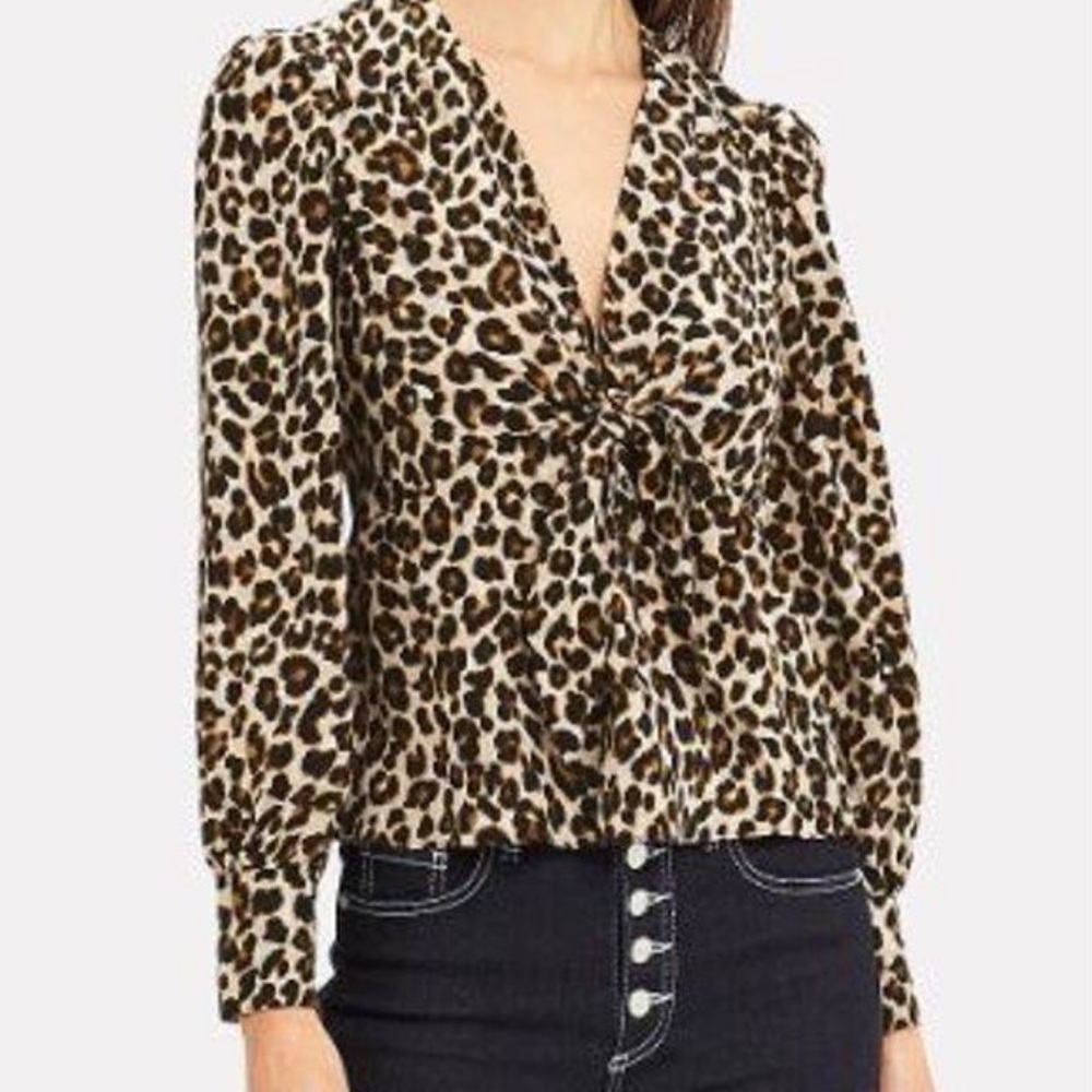 Veronica Beard Payton Leopard Blouse